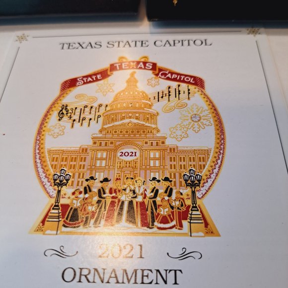 New 2021 Texas State Capitol Brass Christmas Ornament Victorian Carolers - Picture 4 of 6
